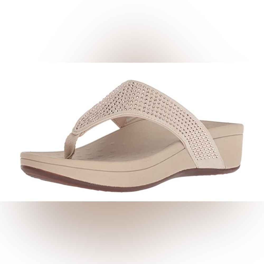 Vionic Naples Sandal gray beige suede studded size 8